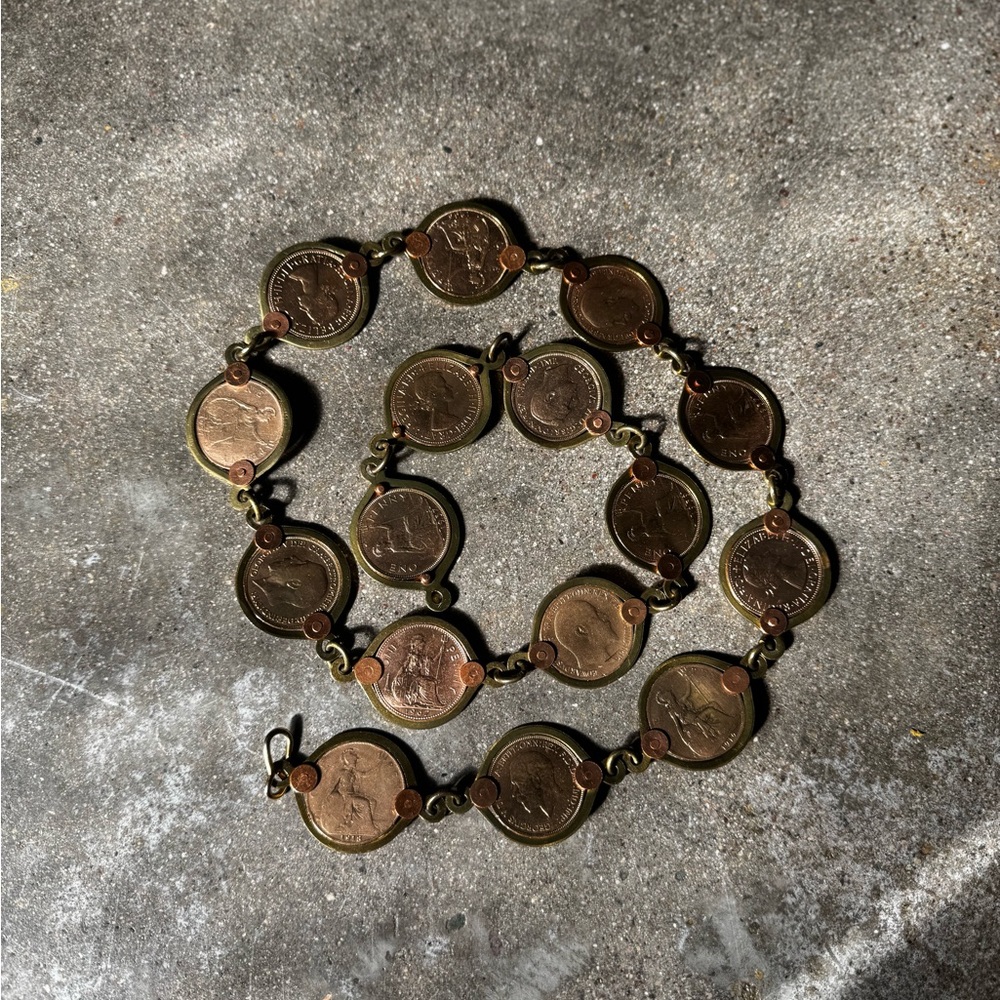 Vintage European Copper Coin Belt
